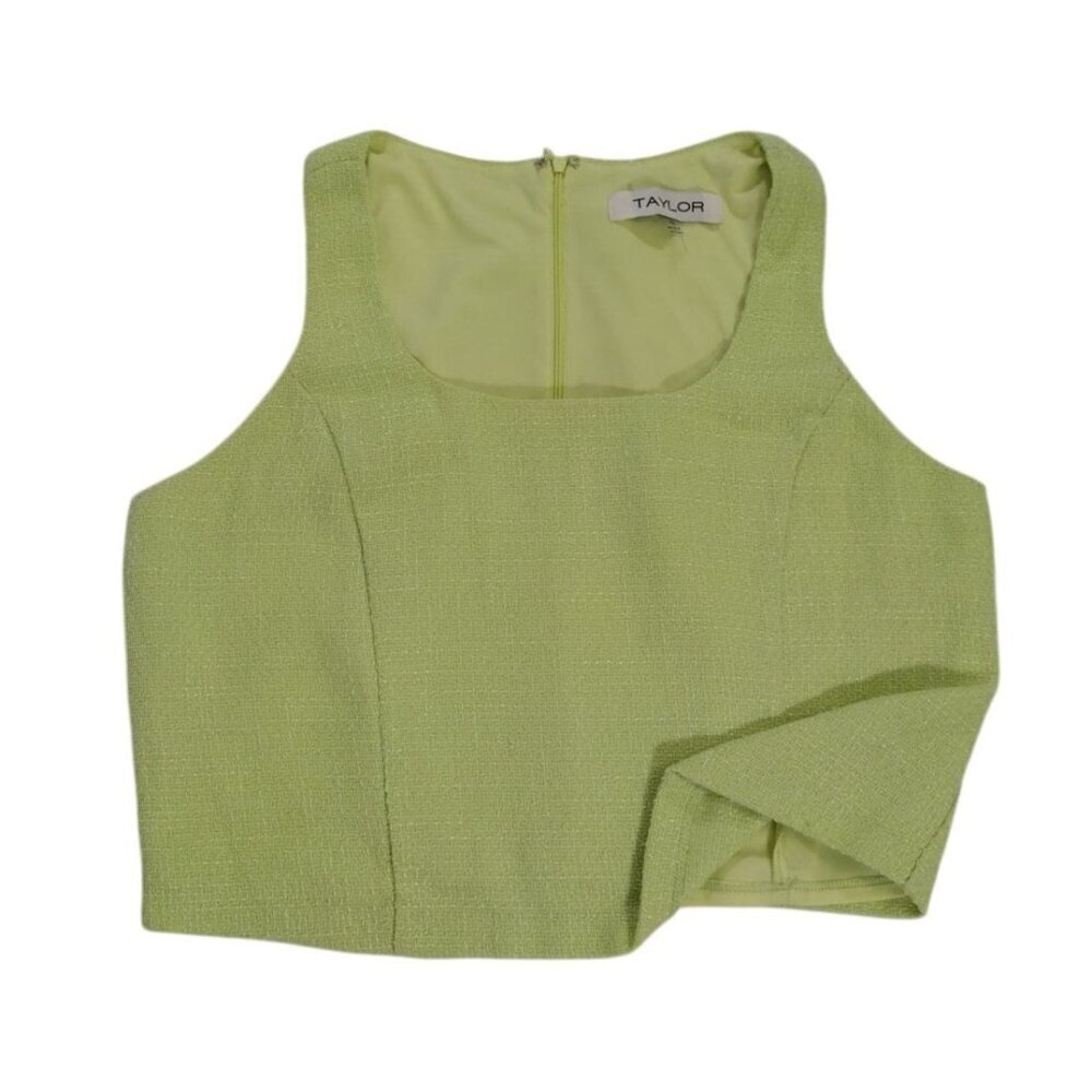 Taylor Womens Size 10 Lime Green Textured Crop Top With Back Zipper Closure, NWT - Picture 5 of 7